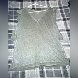 Time and Tru Light Green Ruffle Sleeve Tank Top